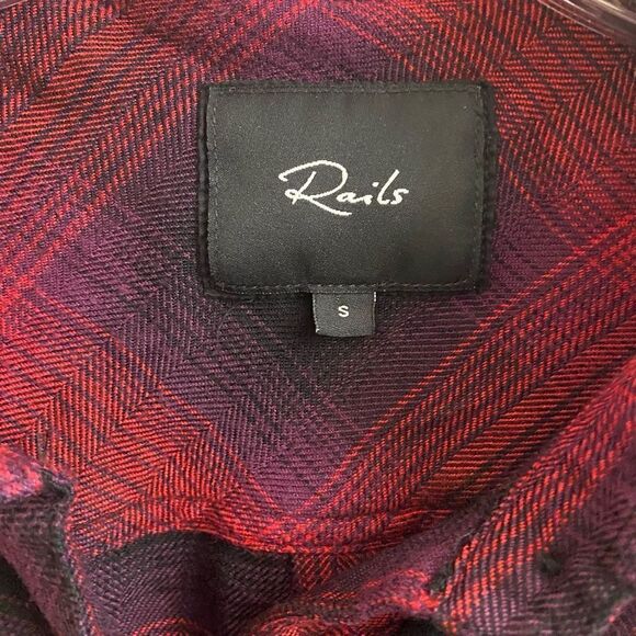 Rails Button Down Flannel Shirt Hunter Black Carmine Chili Red Black Small - Picture 4 of 5